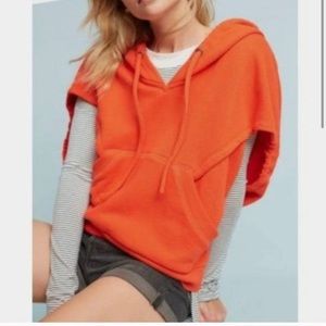 Anthropologie Hooded Cocoon S/S Sweatshirt- ORANGE